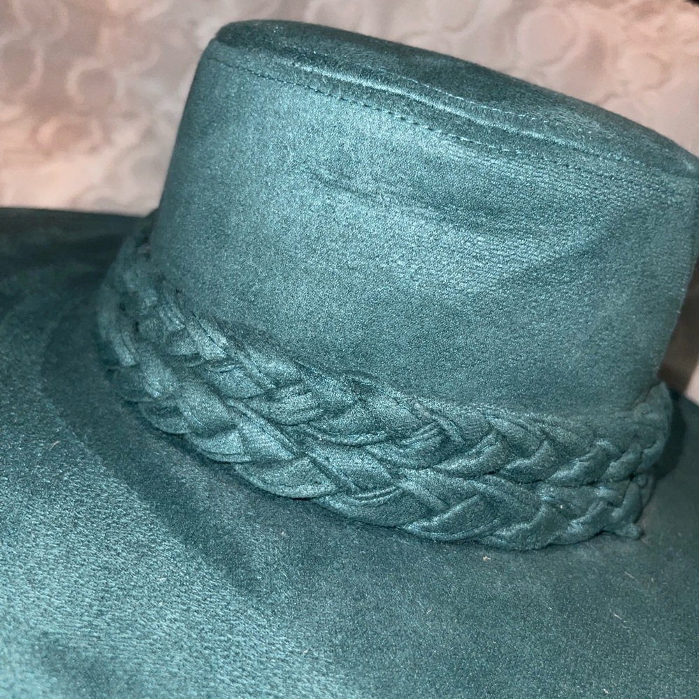 Western Teal Hat with Braided Band - Picture 2 of 8